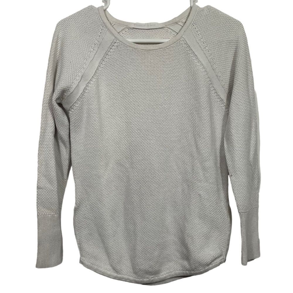 Athleta White Cotton Blend Crewneck Sweater